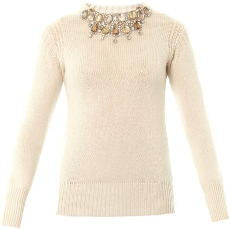 embellished prorsum cashmere burberry sweater cream beige