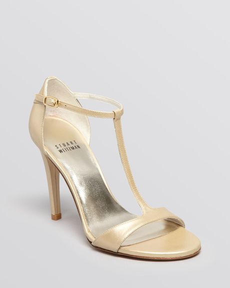 ... Weitzman Evening Sandals Sinful High Heel in Gold (Pale Gold) | Lyst