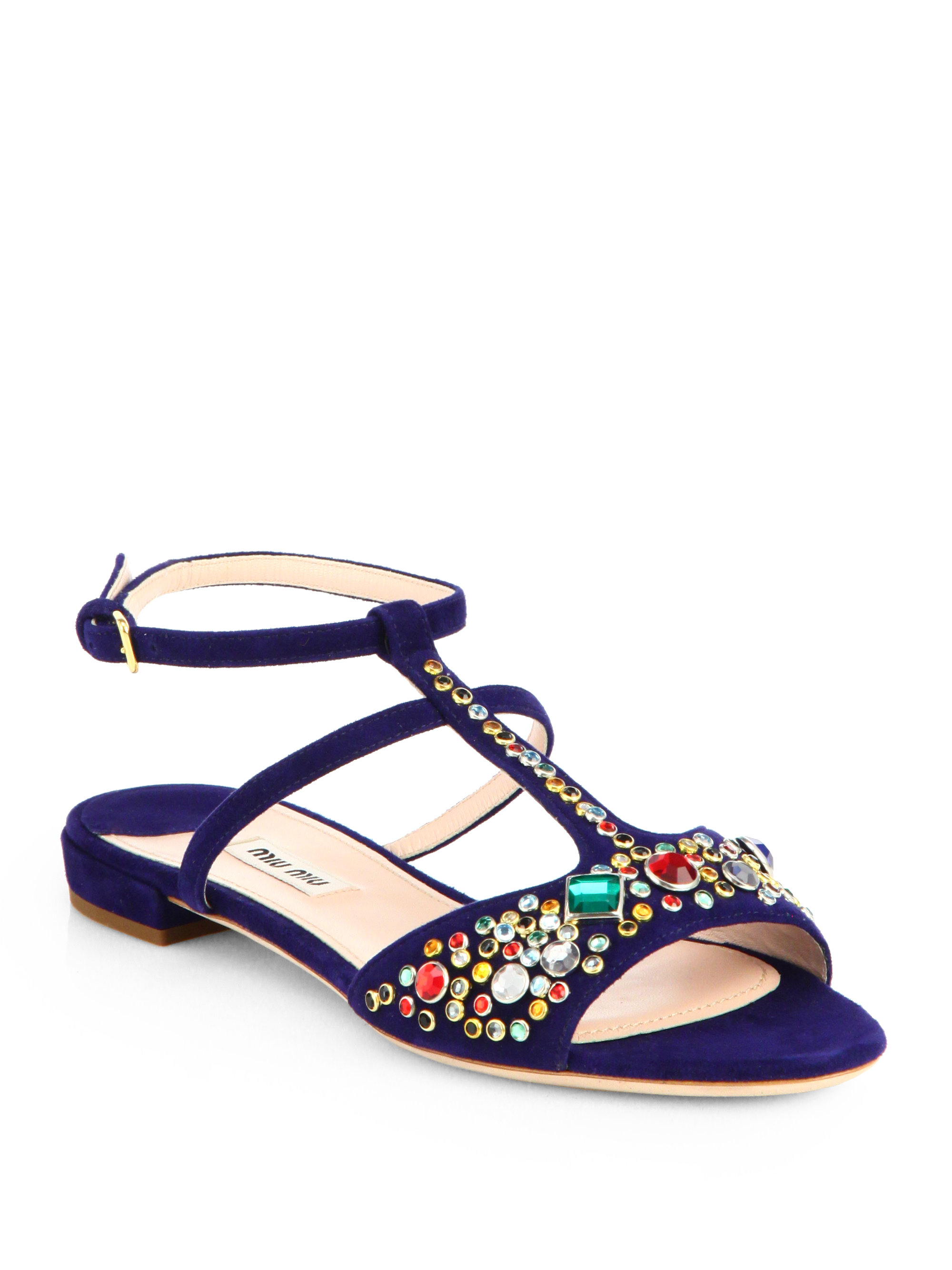 miu miu jeweled flat sandals