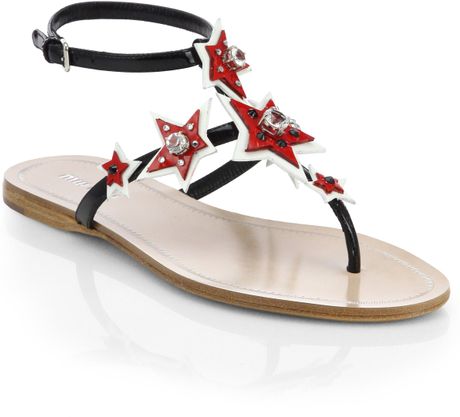 miu miu jeweled flat sandals