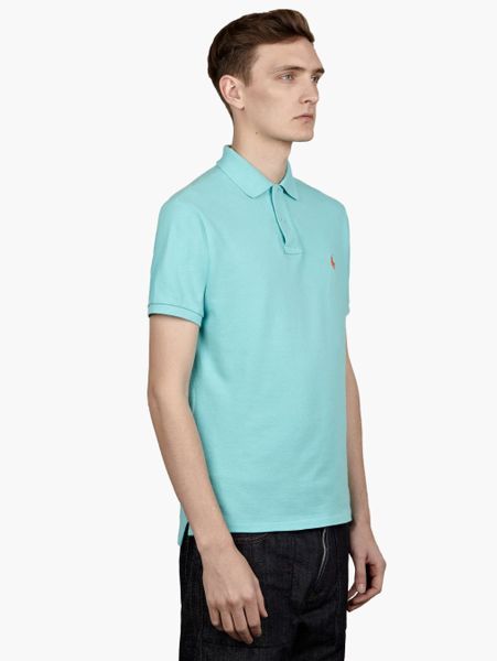 Polo Ralph Lauren Mens Aqua Blue Slim Fit Polo Shirt in Blue for Men