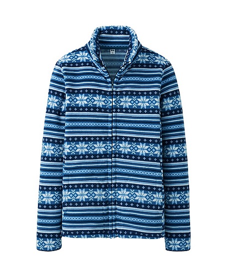 Uniqlo Printed Fleece Full Zip Up Long Sleeve Jacket in Blue | Lyst