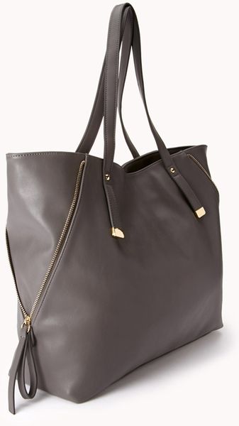 Forever 21 Everyday Faux Leather Tote in Gray (Grey)