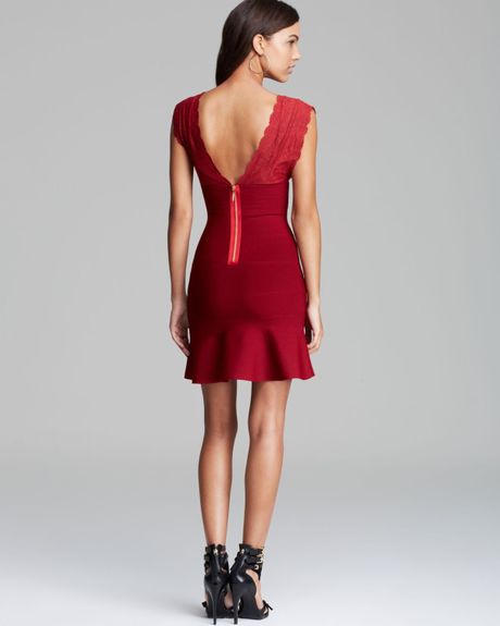 guess red lace dress