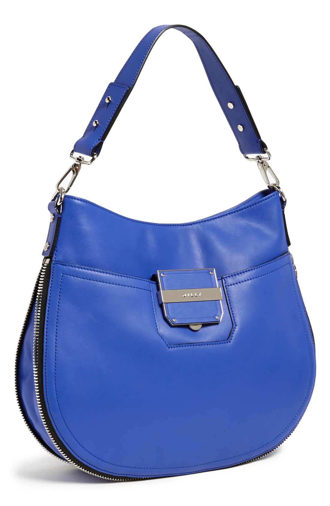 Milly Colby Leather Bucket Bag in Blue