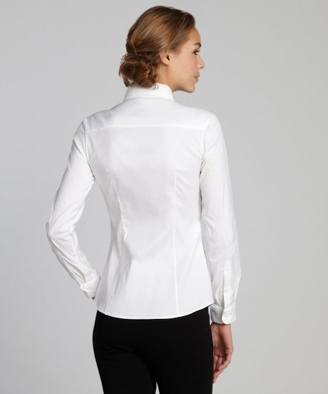 white button front blouse