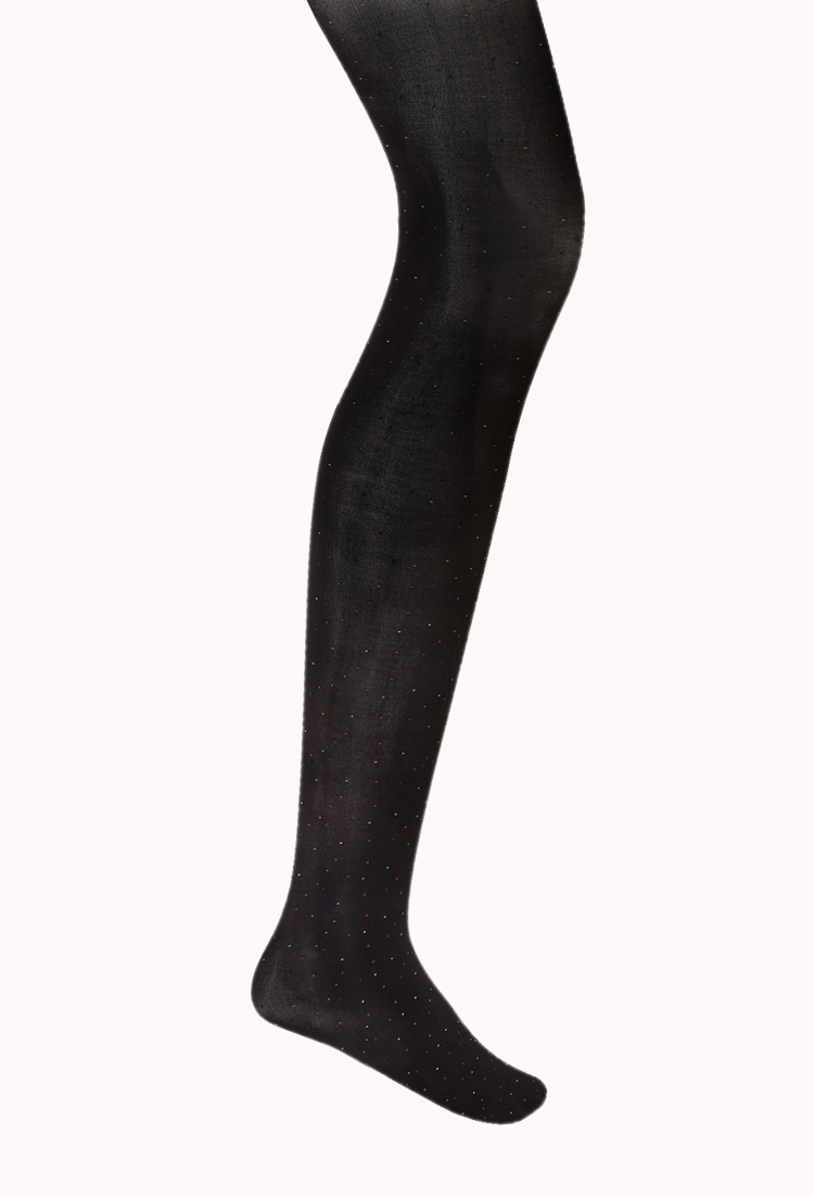 Forever 21 Speckled Thick Tights in Black (Blackmulti)