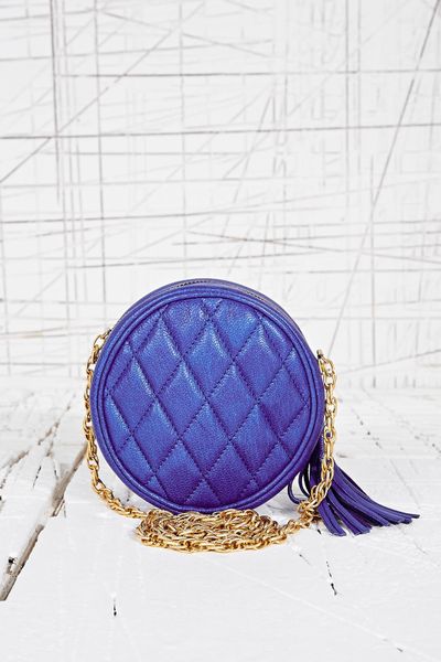 Urban Outfitters Round Quilted Cross Body Bag in Blue in Blue