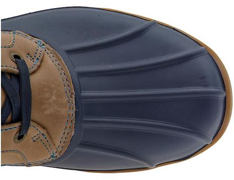 sperry duck boots navy and tan