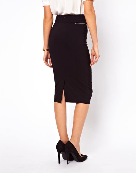 High Waisted Pencil Skirt Black 113