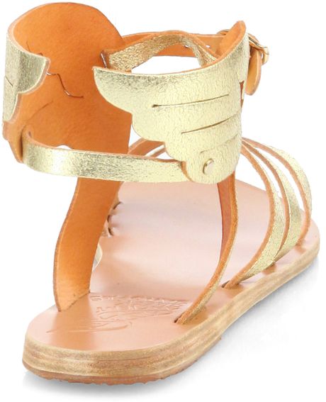 Ancient Greek Sandals Ikaria Winged Metallic Leather Sandals in Gold (CRACKED GOLD) | Lyst