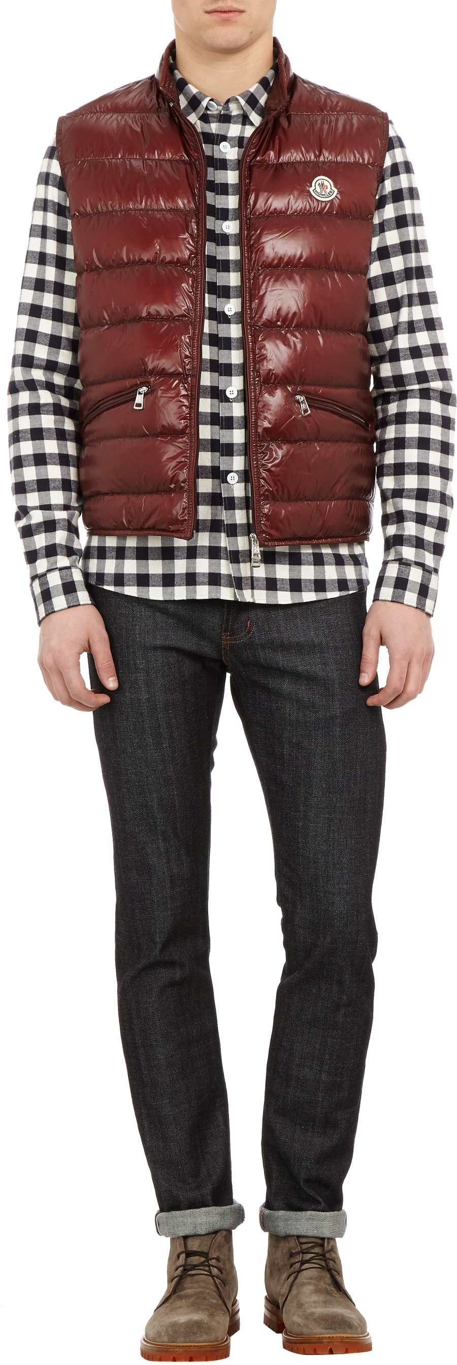 Moncler Long Season Down Vest in Red for Men Lyst