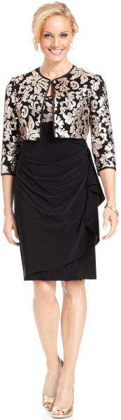 Alex Evenings Petite Sequin Lace Dress and Jacket in Black (Black ...