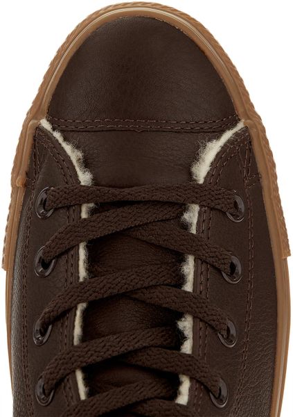 converse brown leather hi tops