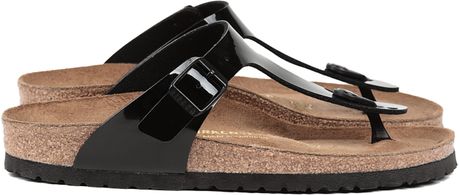 Birkenstock Gizeh Patent Leather Sandal in Black | Lyst