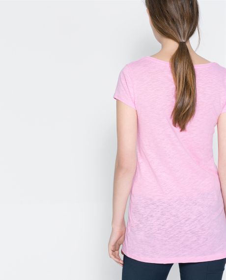 Zara Organic Cotton T-shirt in Pink (Neon pink) | Lyst