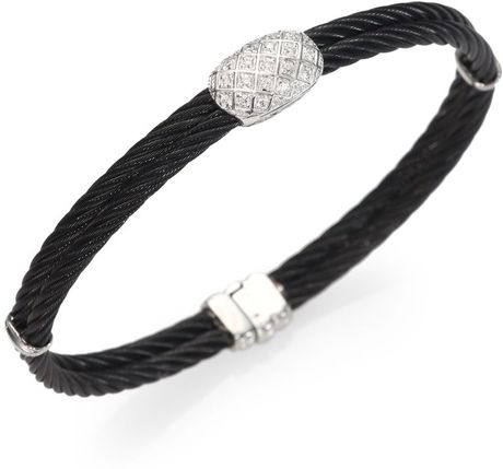 18k charriol bracelet cable stainless diamond steel gold