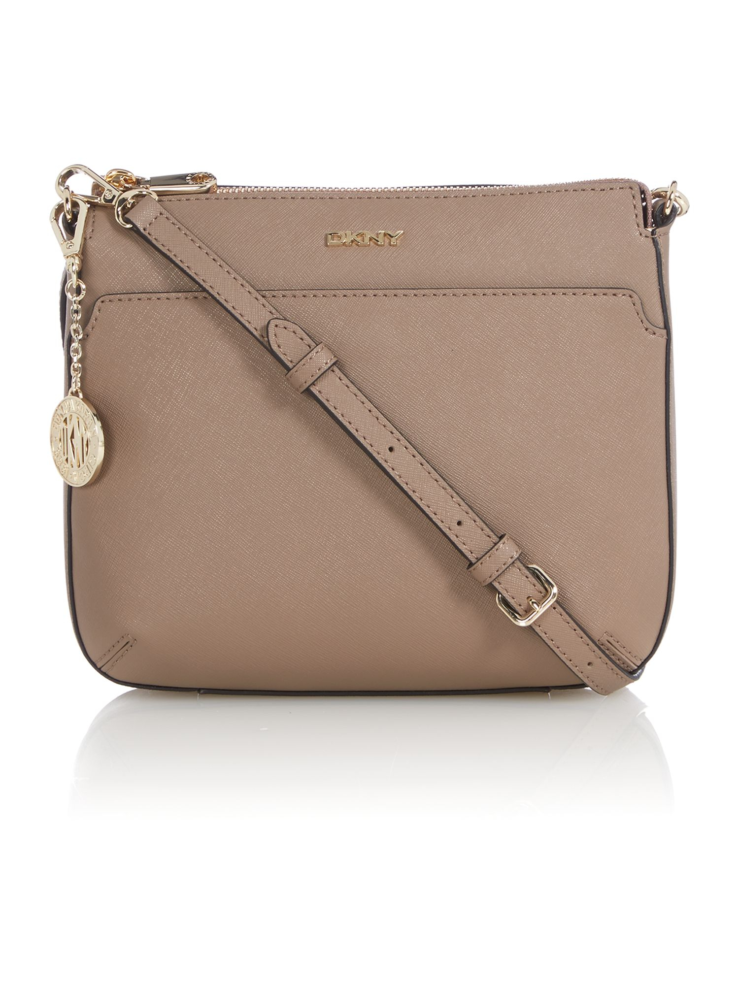 Dkny saffiano brown top zip cross body bag. Across body bags. Leather ...