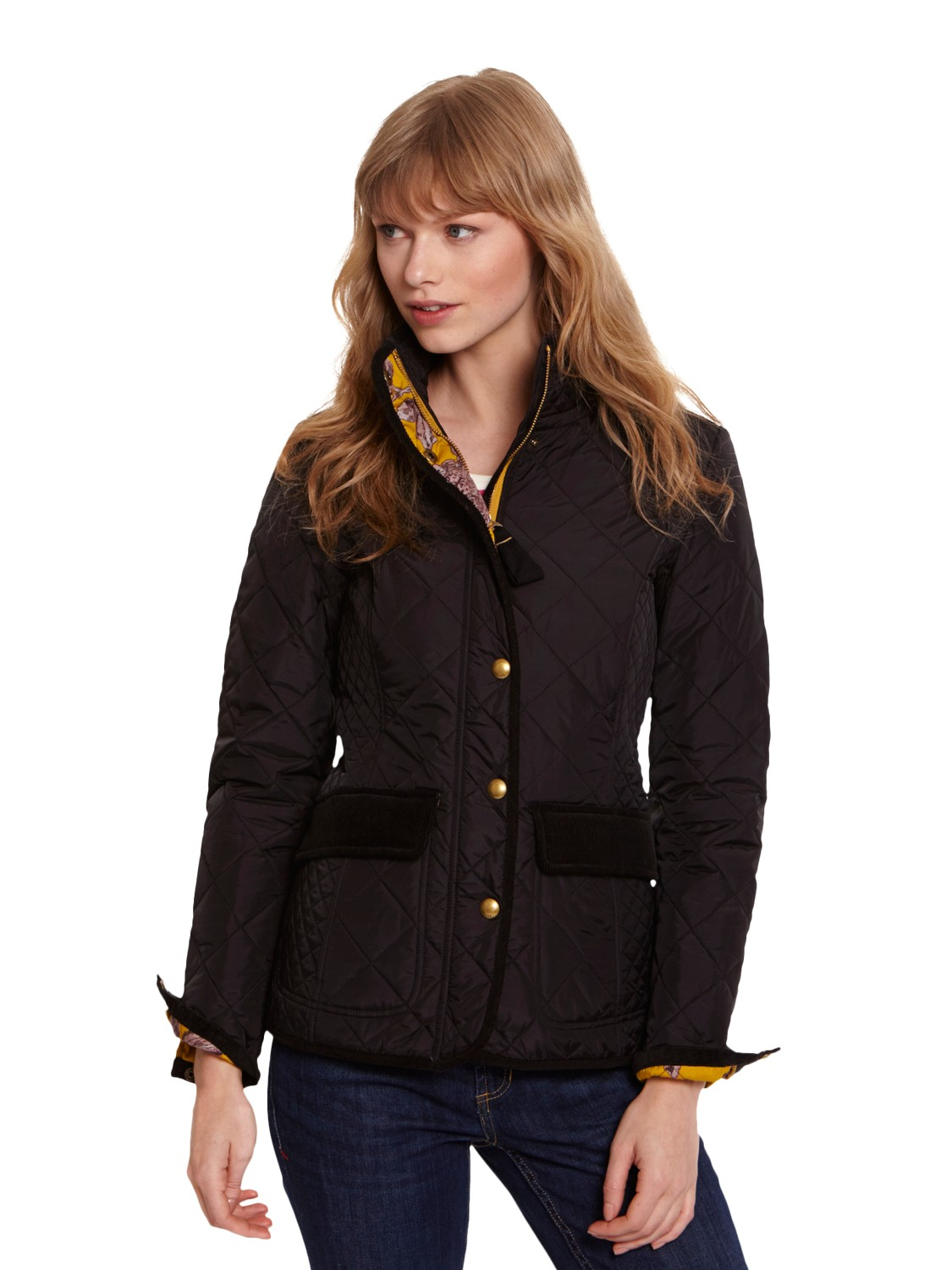 joules black quilted jacket size 16
