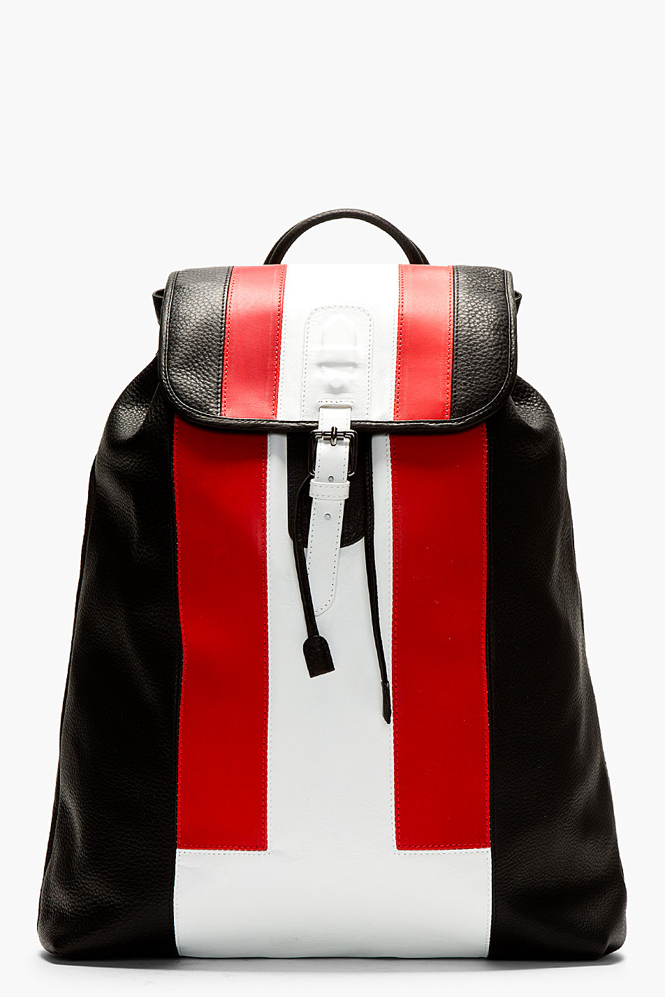 Neil Barrett Black Leather Colorblocked Backpack in Red for Men (black) | Lyst