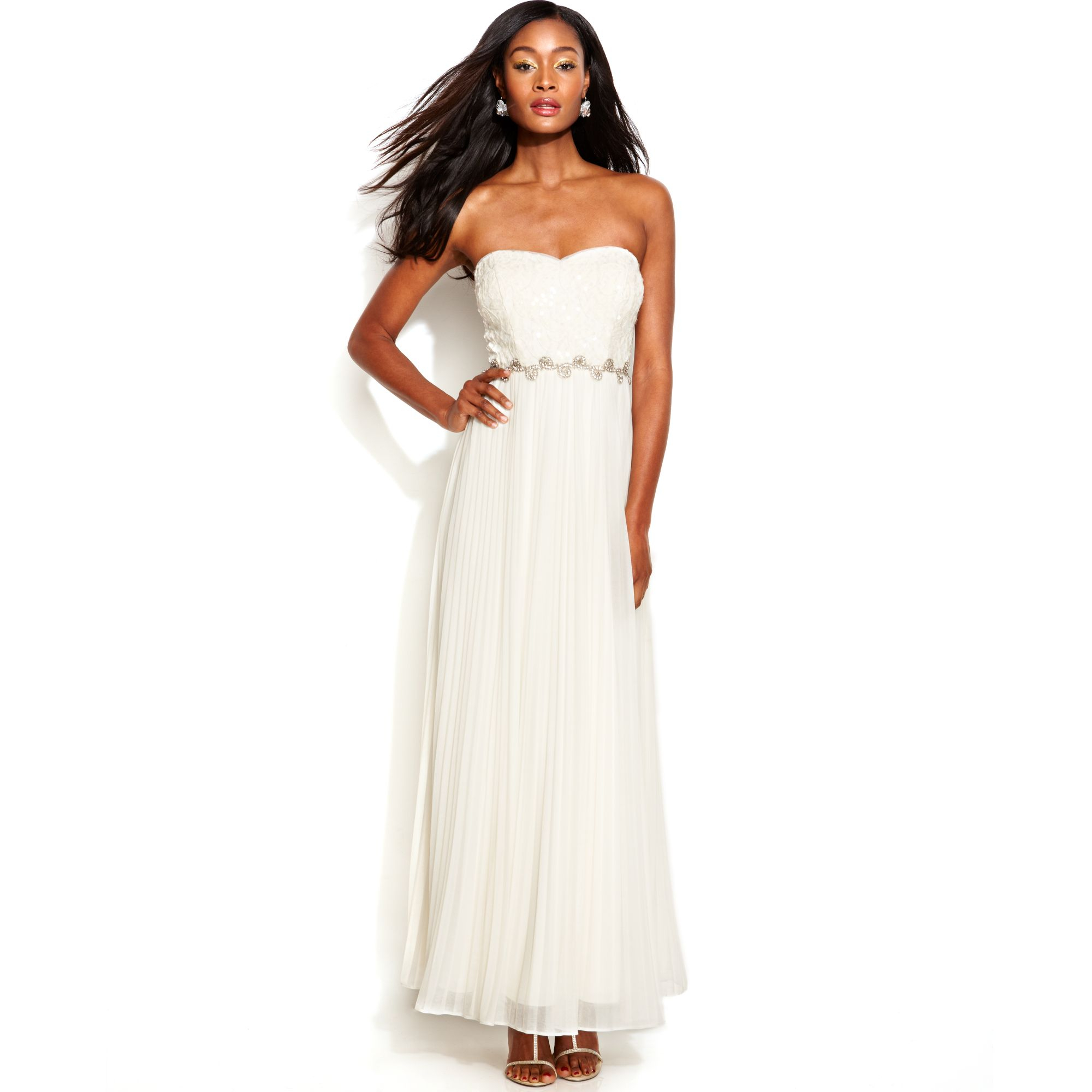 betsy and adam pleated gown