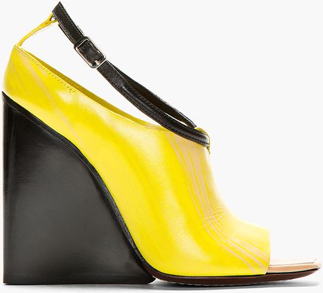 yellow wedge tapered heels costume national