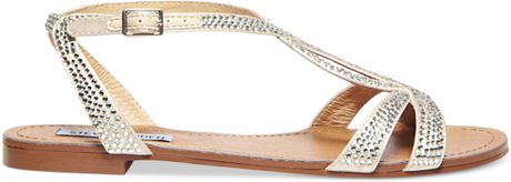 Steve Madden Women'S Starrz Flat Sandals in Silver (Silver Multi) | Lyst