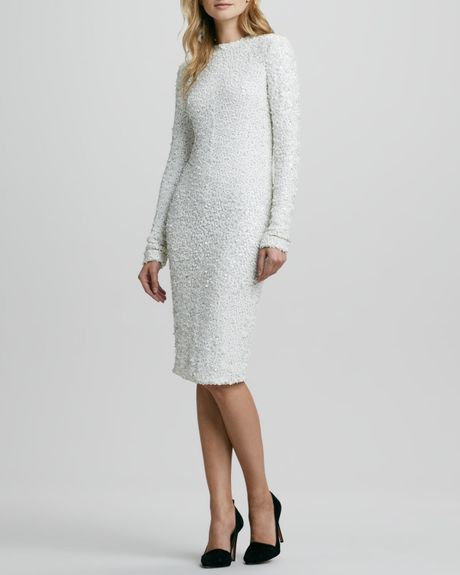 Rachel Zoe Adrienne Fitted Sequined Dress in White (WINTER WHITE)