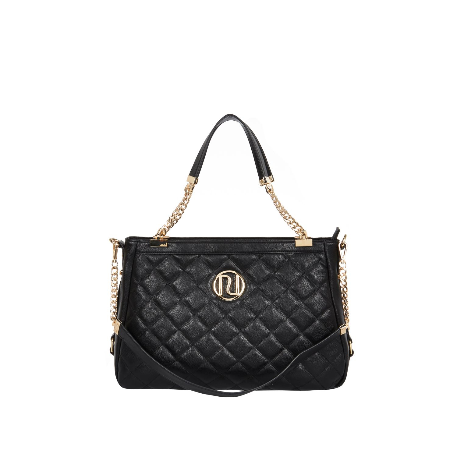 River Island Black Quilted Chain Handle Tote Bag in Black | Lyst