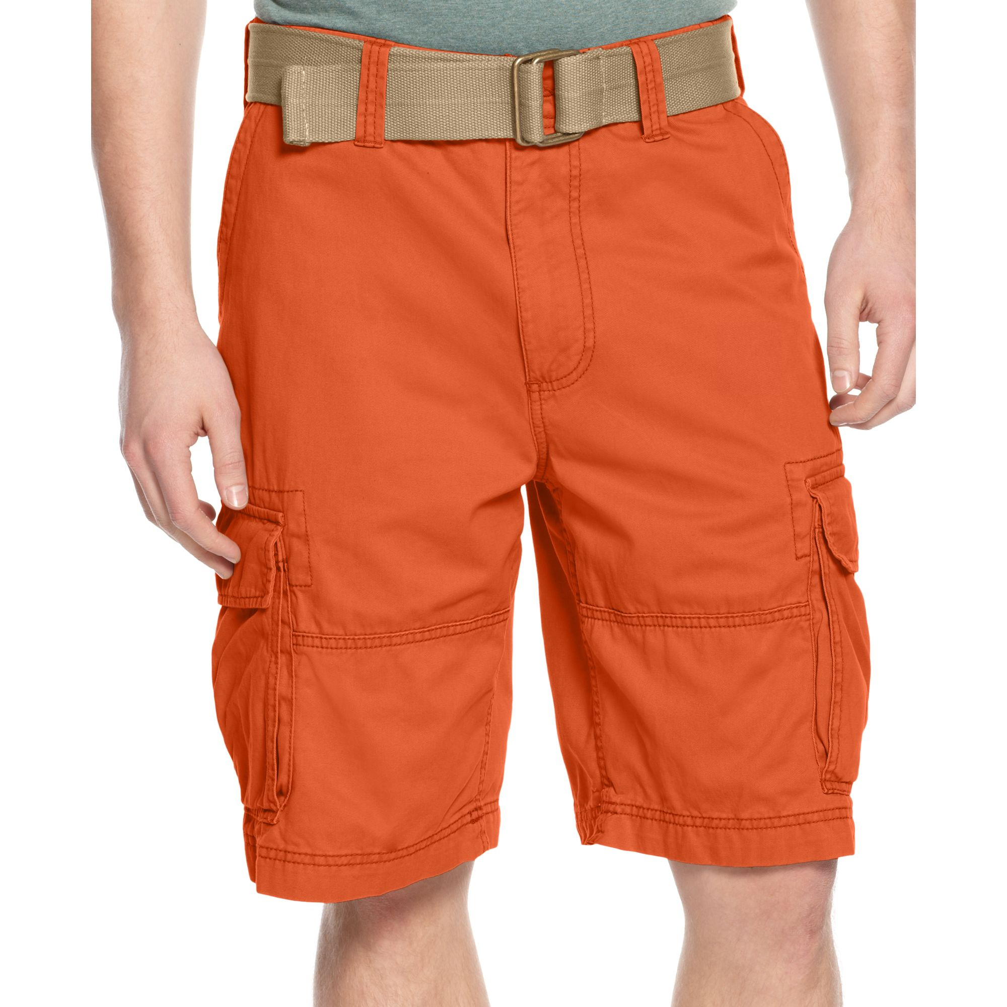 American Rag Solid Twill Cargo Shorts in Orange for Men (spice) Lyst