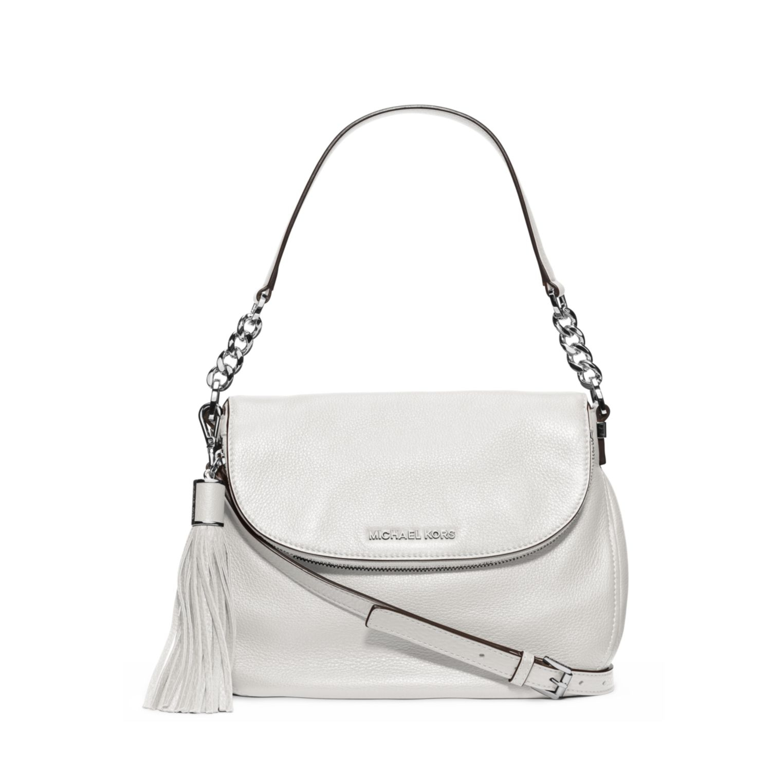 michael kors white leather shoulder bag