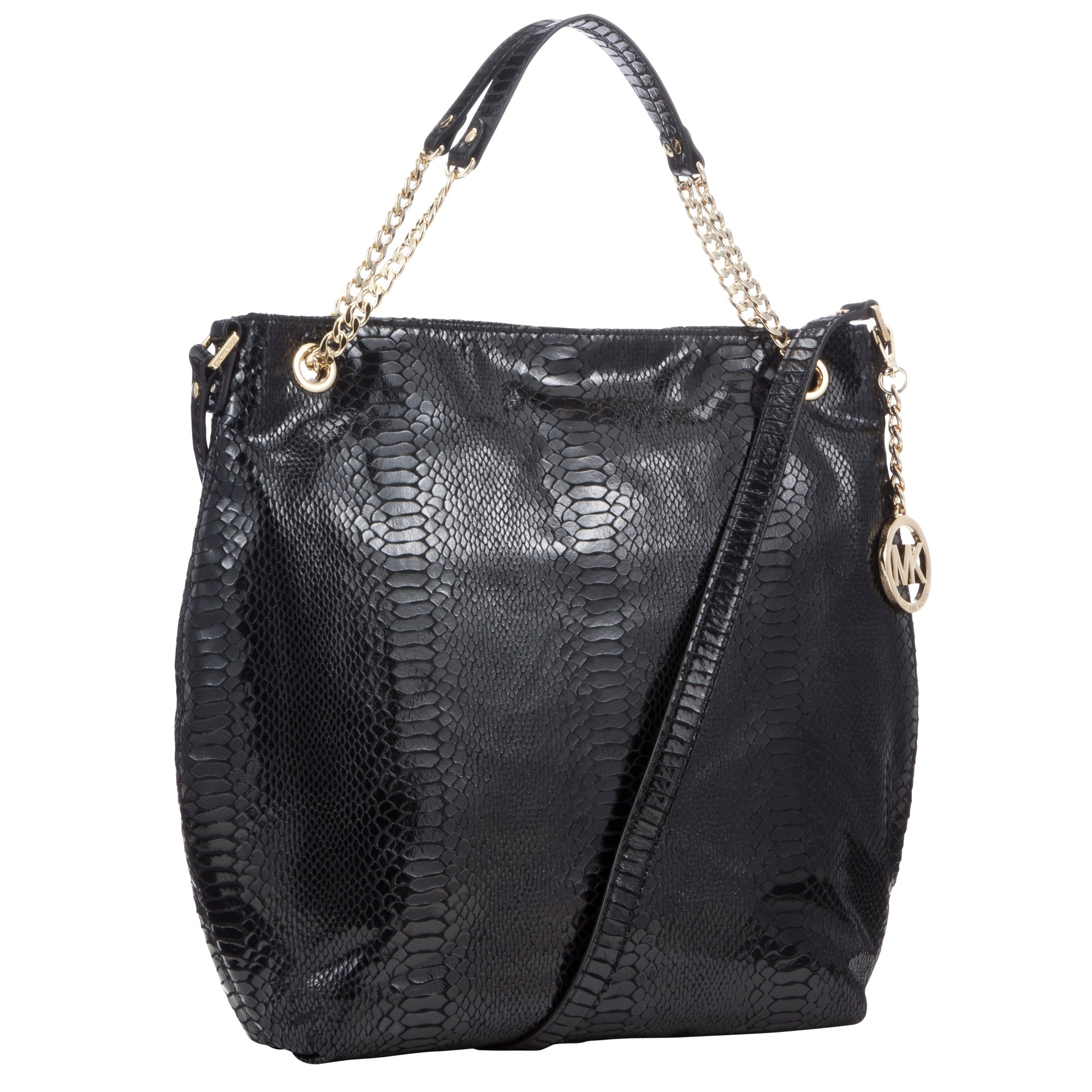 Michael Michael Kors Jet Set Chain Strap Shoulder Handbag in Black (Black Croc) | Lyst