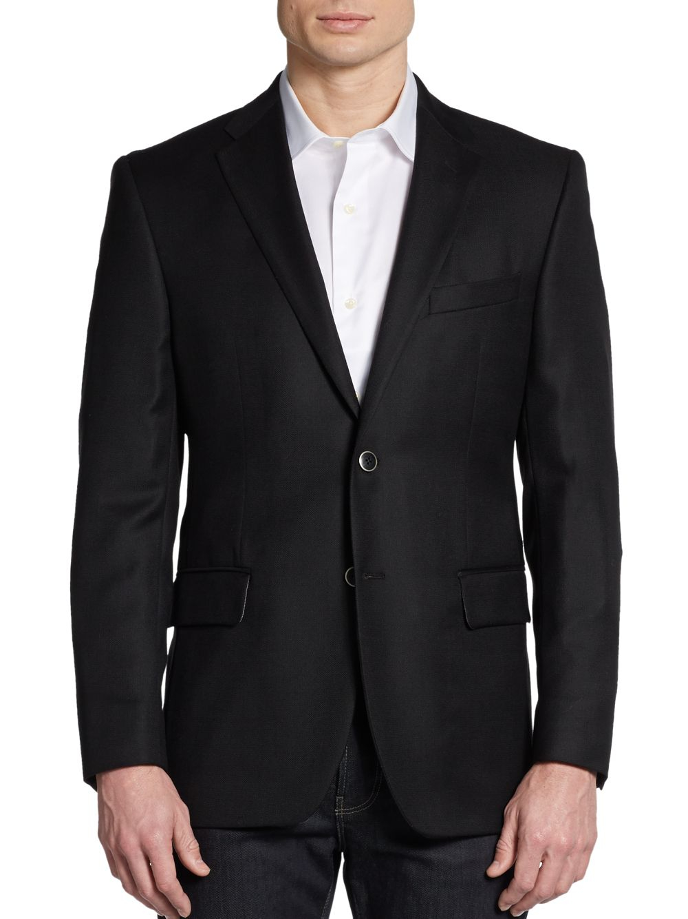 Saks Fifth Avenue Black Label Two-Button Wool Classic-Fit Blazer in
