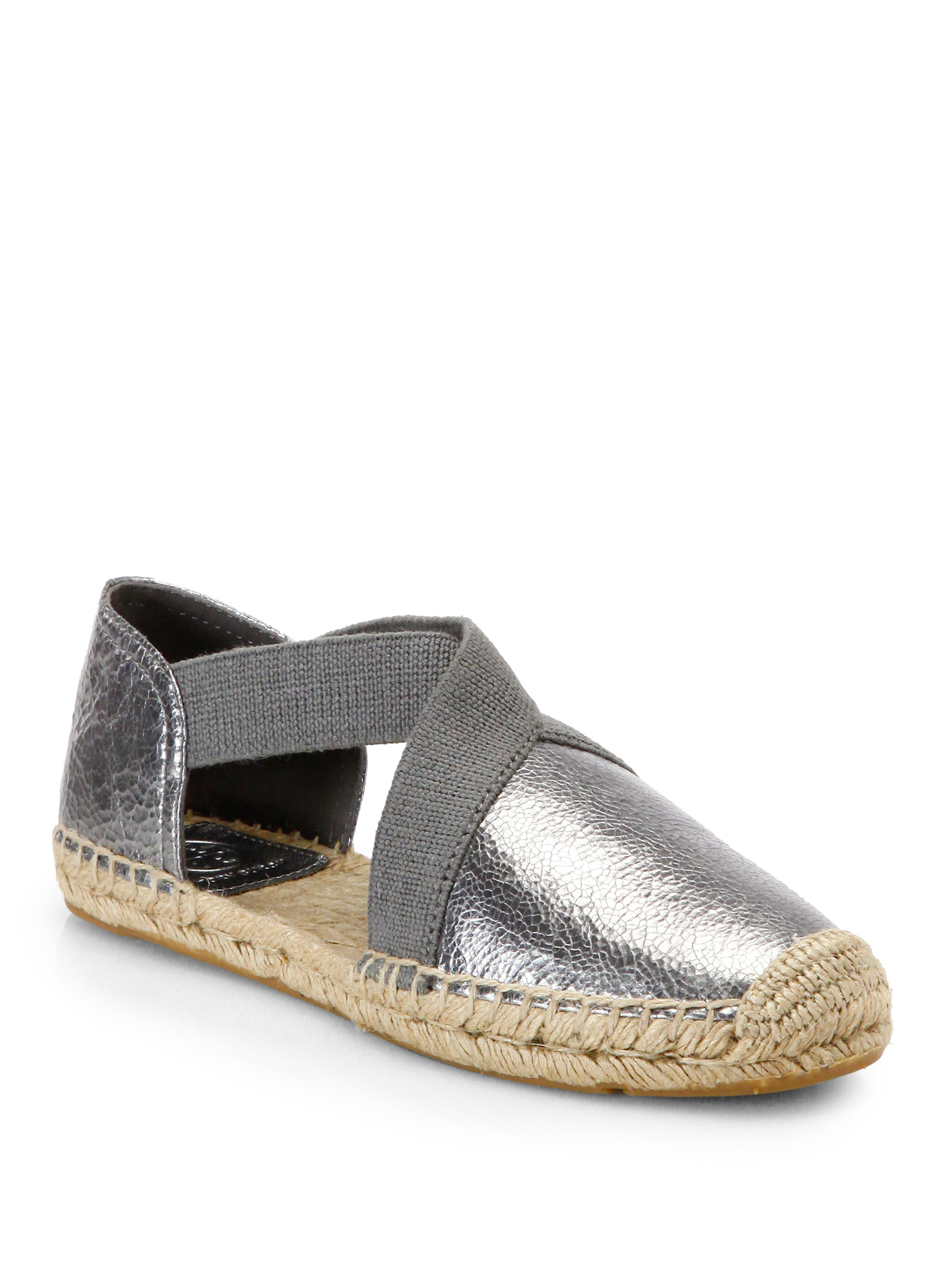 tory burch silver metallic flats