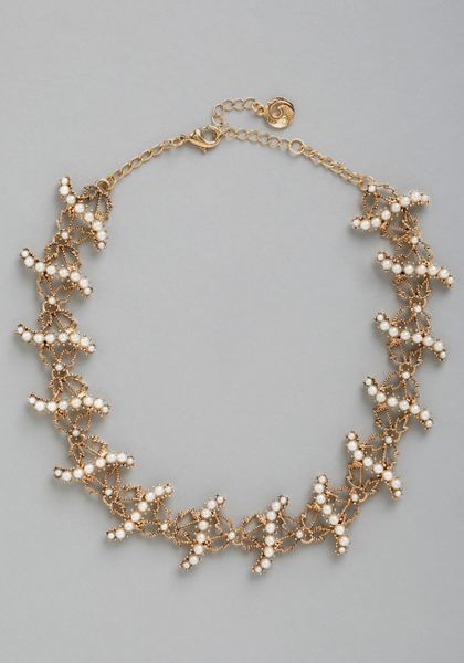 Modcloth Til The End Of Time New Heirloom Necklace in Gold (Cream) - Lyst