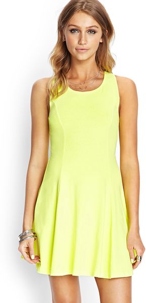 Forever 21 Soft Knit Skater Dress in Yellow