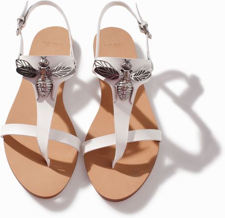 zara white sandals flat