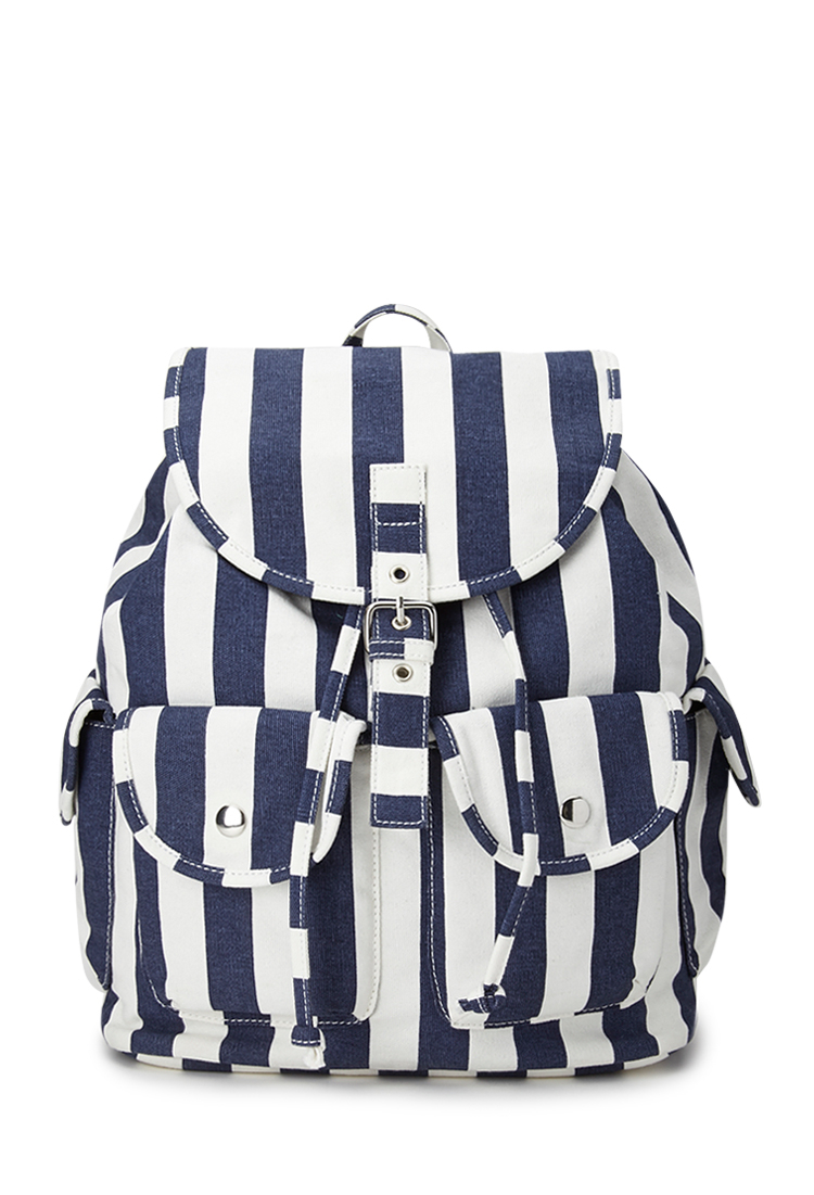 Forever 21 Cool Girl Striped Backpack in Blue (Navywhite)