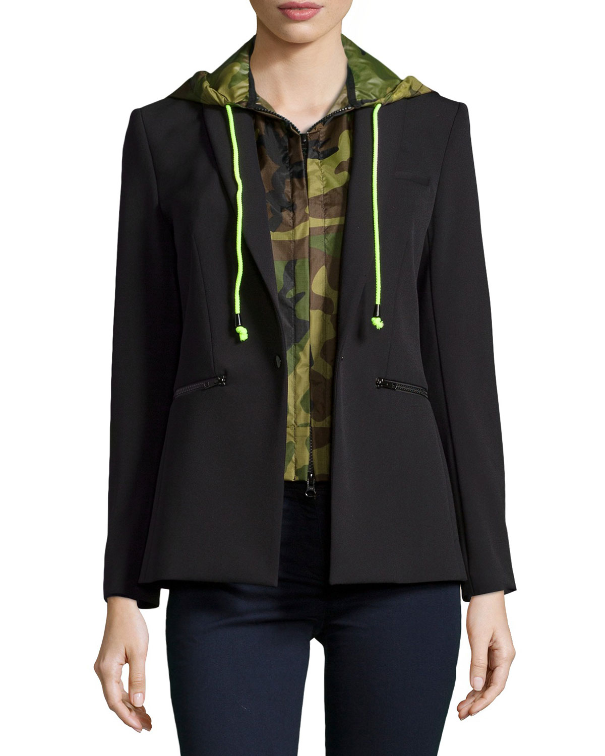Veronica Beard DoubleLayered Scuba Jacket in Black (camo) Lyst