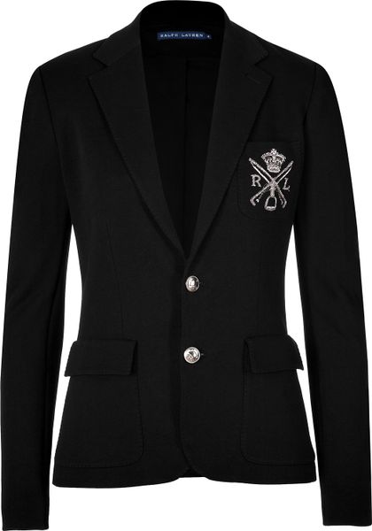 Ralph Lauren Blue Label Custom Cotton Logo Blazer in Blue | Lyst