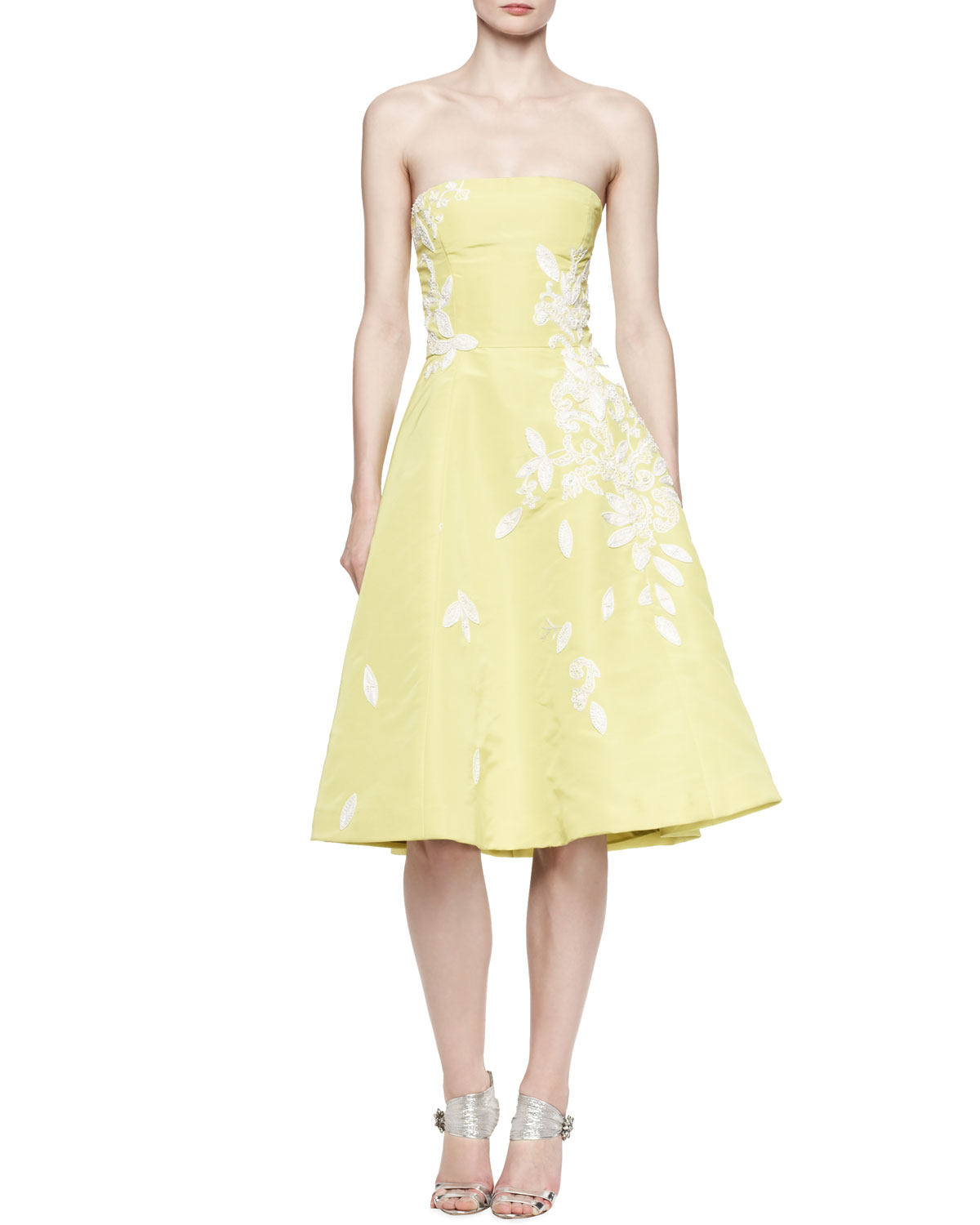 oscar de la renta crystal floral gown