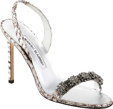 Mirandola Jeweled Silver  sandals in Manolo Slingback jeweled Lyst  Blahnik Sandals slingback