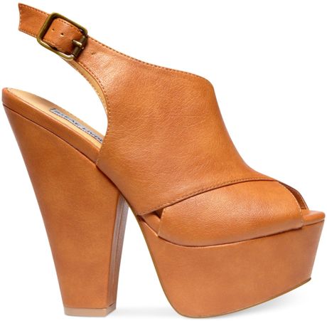 madden wedge galleria sandals platform steve womens brown cognac