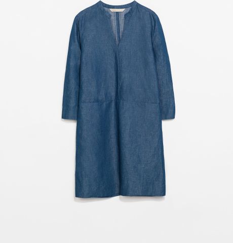 Zara Denim Shirt Dress in Blue (Indigo) | Lyst