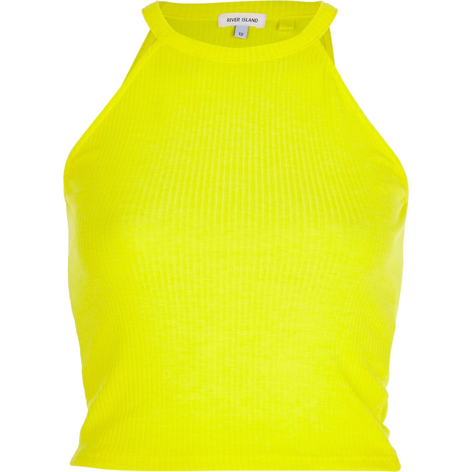 River Island Yellow High Neck Ribbed Crop Top in Yellow Lyst