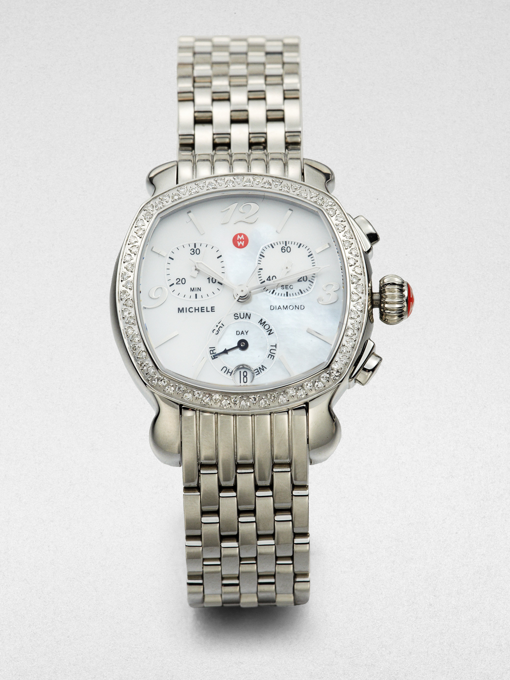 michele round diamond watch