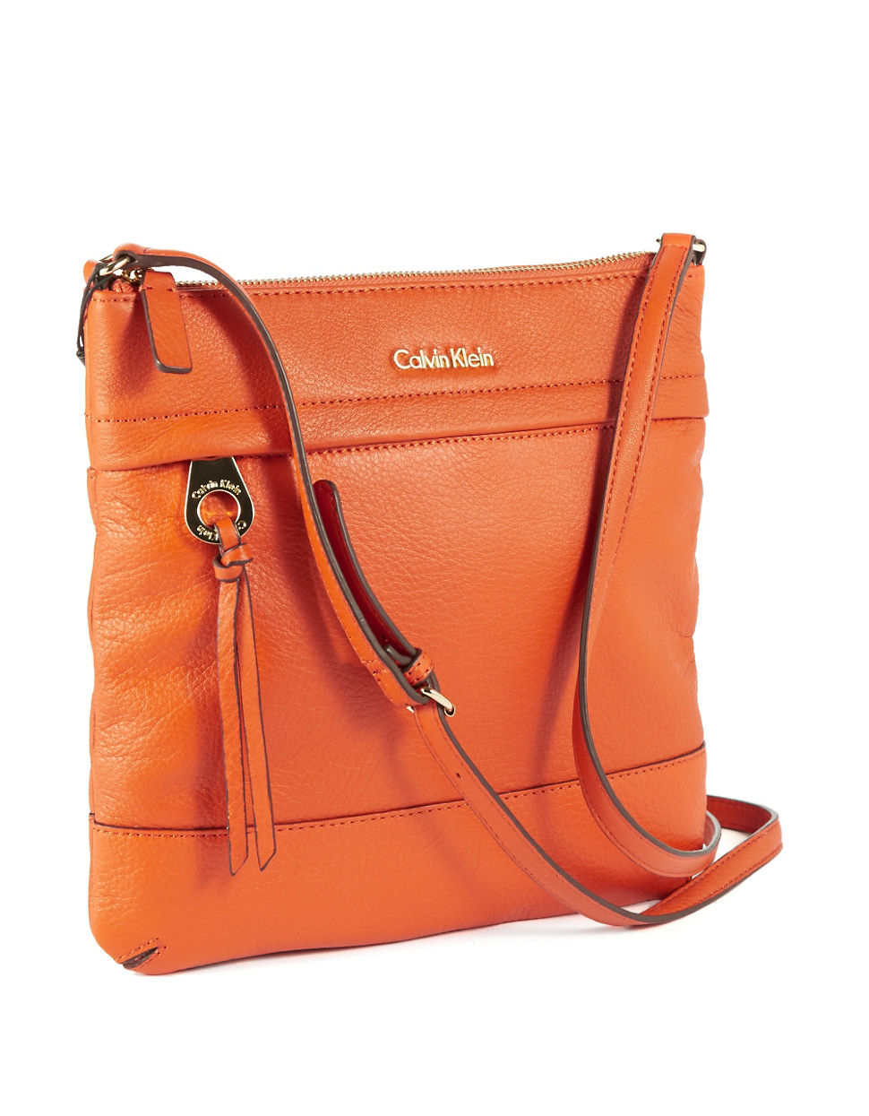 Calvin Klein Top Zip Crossbody Bag in Orange (burnt orange)