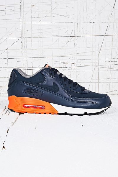 Nike Air Max 90 Premium Leather Trainers in Navy in Blue for Men (NAVY) | Lyst