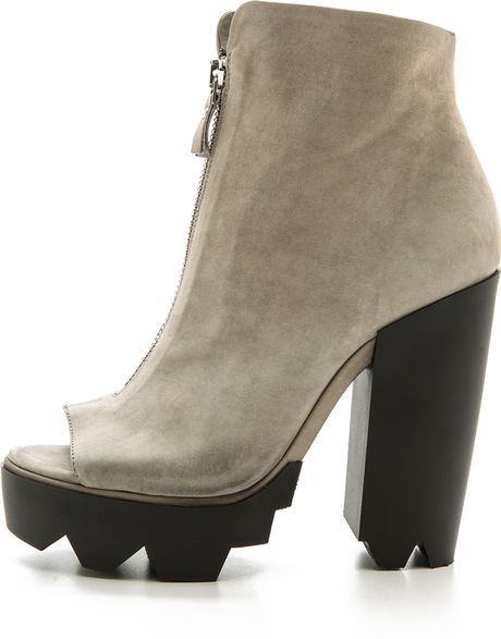 grey leather booties heel