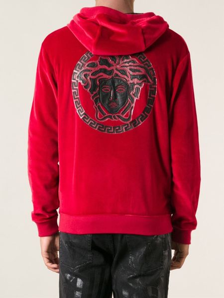 Versace Medusa Zipped Up Hoodie in Red for Men | Lyst